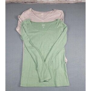 GAP ‘Modern T’ two Boatneck Long Sleeve T Shirts Olive green and Taupe - M tall